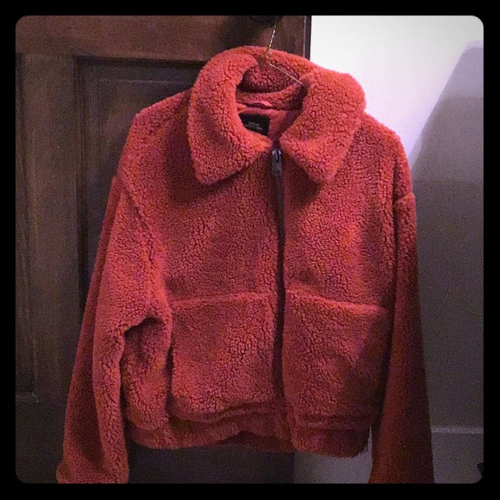 Burnt orange teddy bear jacket
